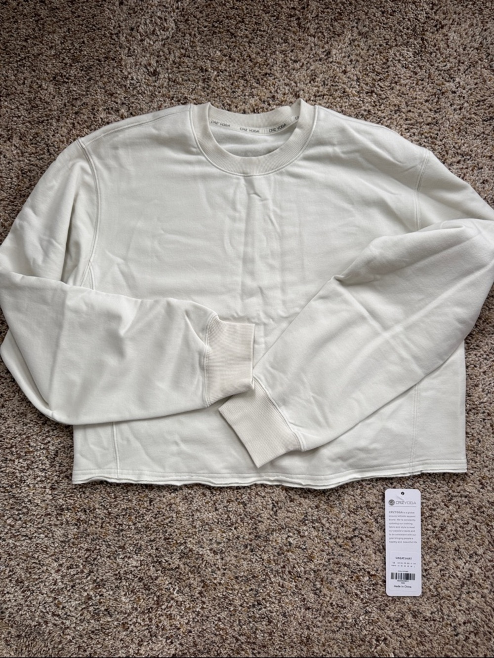 NEW CRZ Yoga Amenity Double Raw Hem sweatshirt